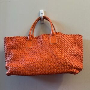 Dooney & Bourke Orange Woven Leather Tote Bag